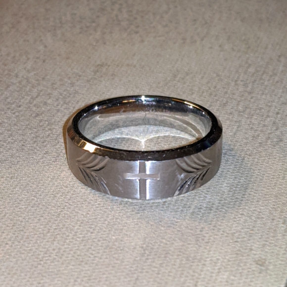Men's Wedding Band (Cross, Sz 10) - Picture 1 of 8